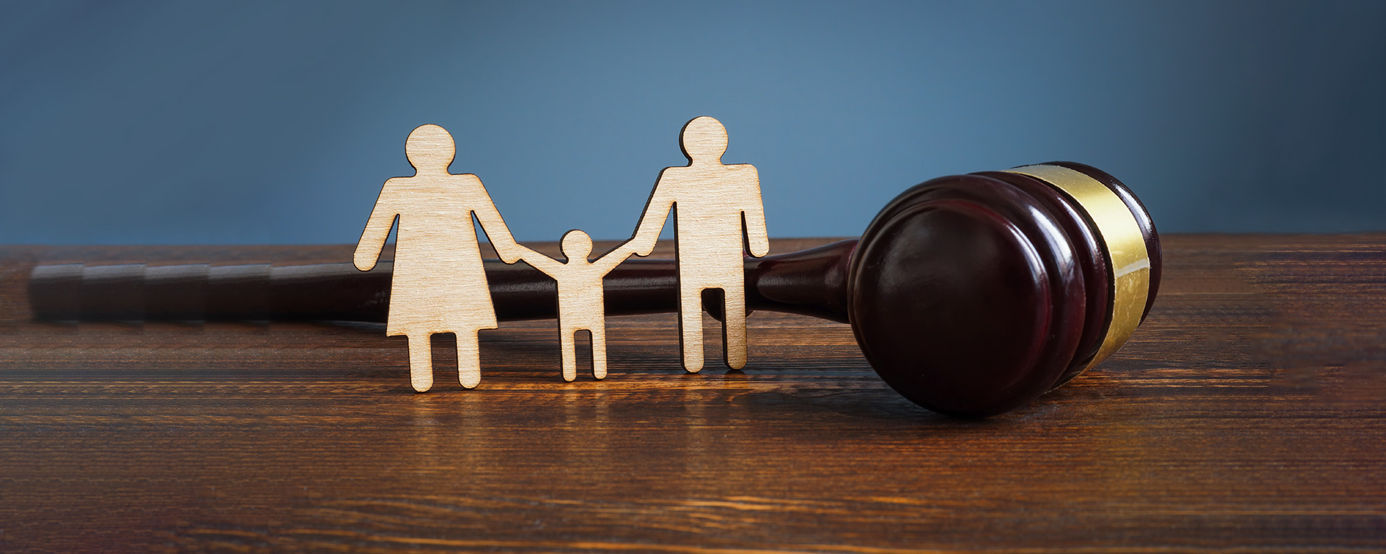 family law and adoption concept. figures and gavel