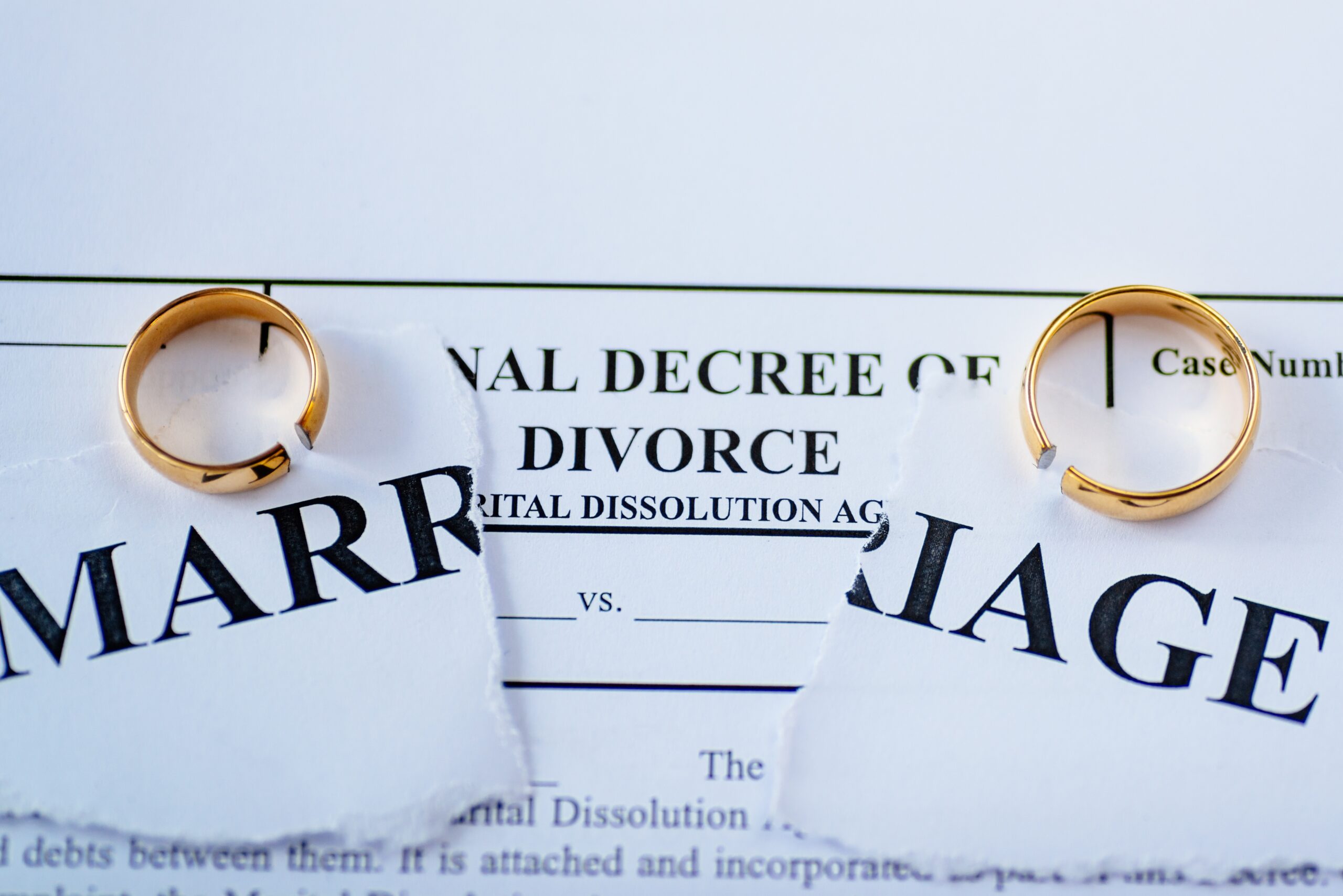 divorce paper wedding rings