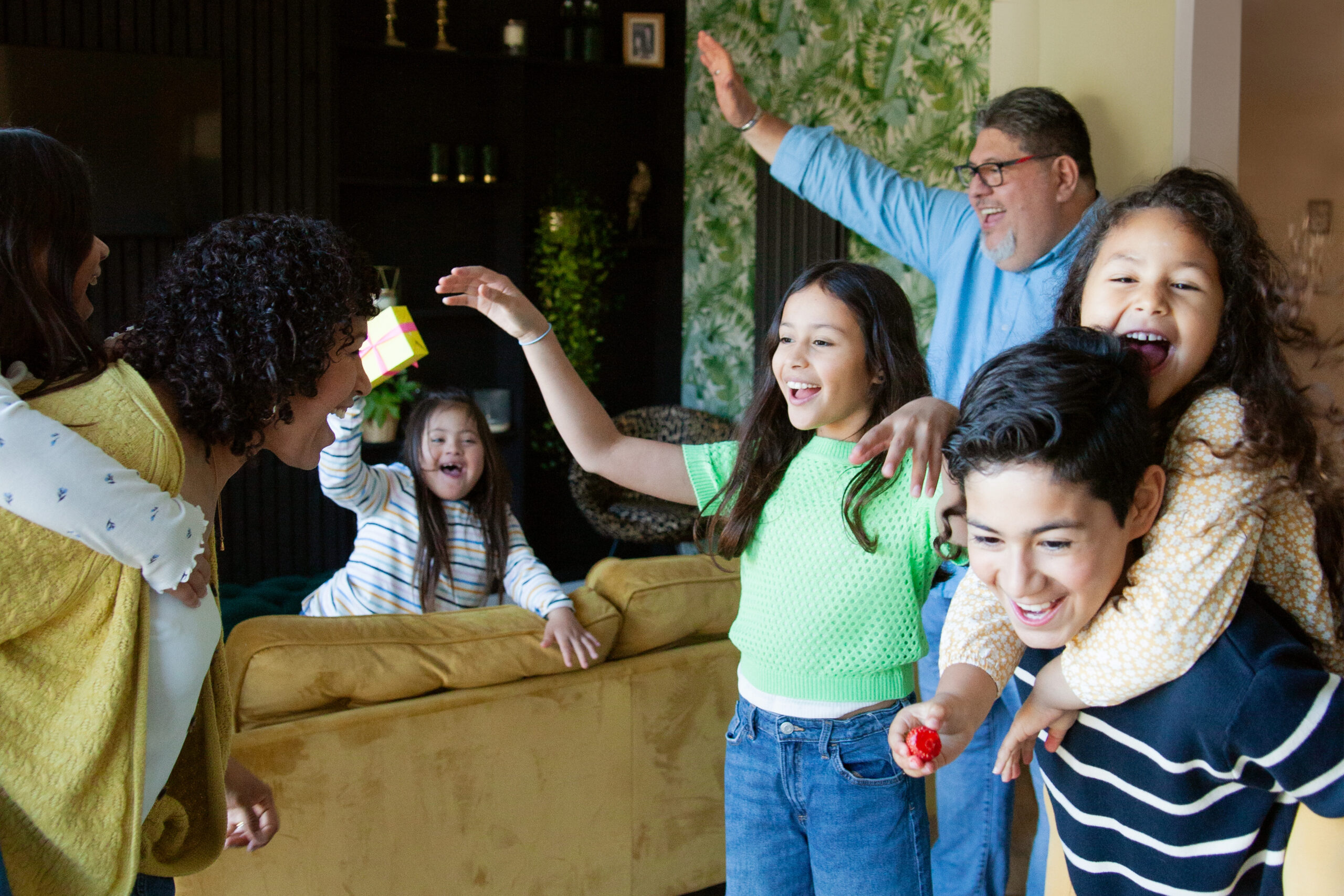 big family parent with children