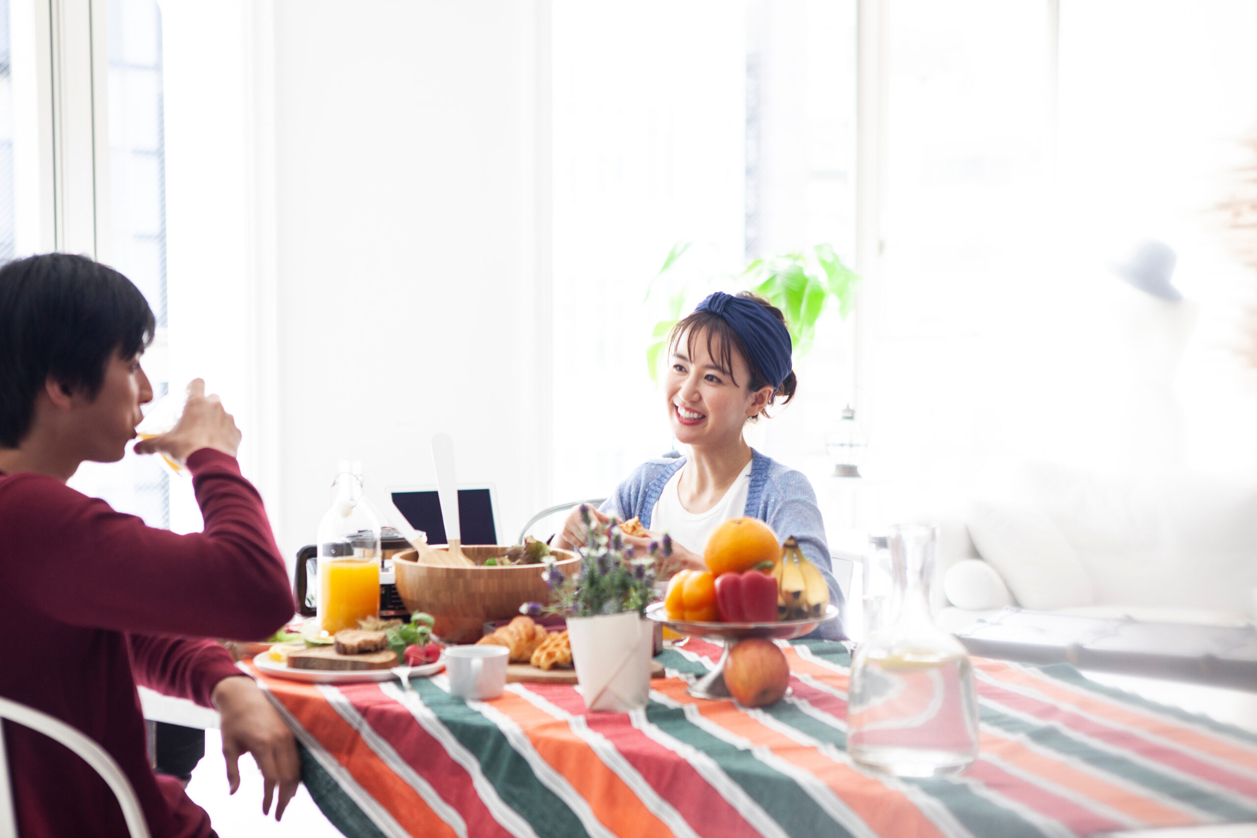 couple sitting at kitchen table